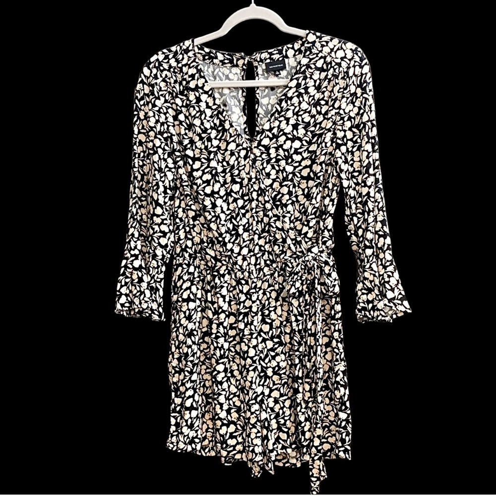 Who What Wear Mock Wrap Print Romper